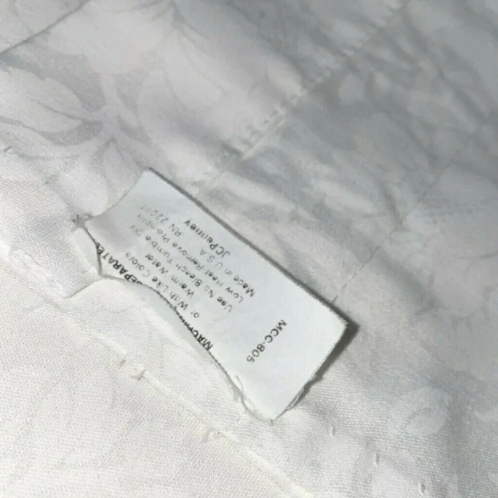 Vintage 70s JC Penney White Valance Curtain Wide Luxury Rare Solid Floral Print